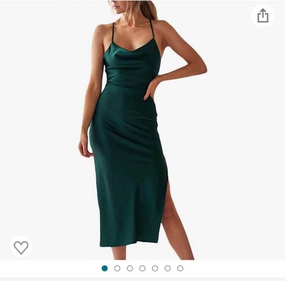 Spaghetti Strap Green Midi Dress - Picture 1 of 4